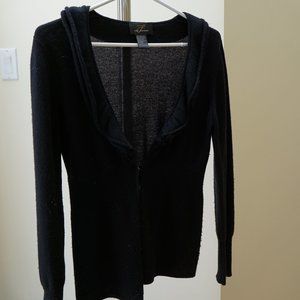 100% Cashmere Cardigan with Ruffle Collar